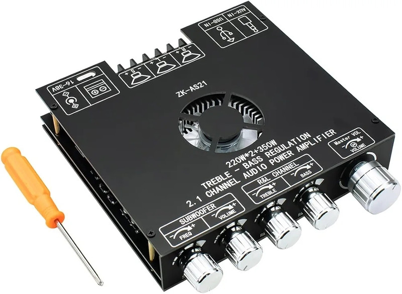 Hosyand ZK - AS21 TPA3255 BT 5.1 Power Amplifier Board HiFi Channel 220W*2+350W 790 W AV Power Amplifier(Black)