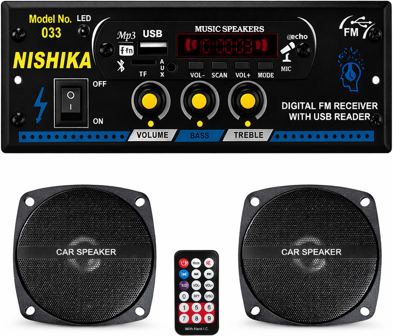 ots world Amplifier Bluetooth/FM Stereo, 4440 IC Based with 4inch Dual Car Speaker 220 W AV Power Amplifier(Blue)