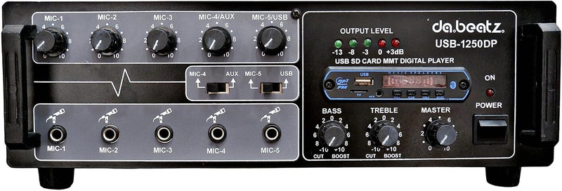 Da.Beatz. 120W Professional PA Amplifier with Bluetooth USB SD FM AUX & 5 Mic Inputs 120 W AV Power Amplifier(Black)