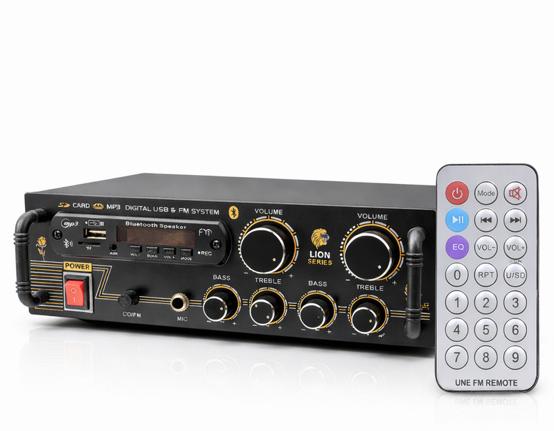 ain DJ Stereo Amplifier Bluetooth USB/SD Card MIC/AUX Input FM radio Remote ,5000 W 120 W AV Power Amplifier(Black)