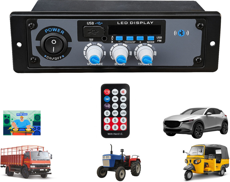 ots world 2 Channel High Power Stereo Amplifier with Big LED Display/Bluetooth/MIC 200 W AV Power Amplifier(Black)