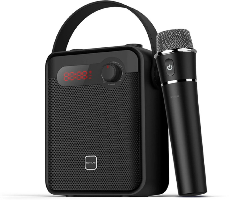 Nefficar Mic with Speaker For Singing, PA, Stage Announcement – Bluetooth 5.0 25 W AV Control Amplifier(Black)