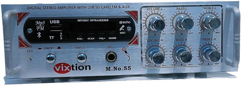 vixtion Amplifier with echo mic bluetooth usb FM radio bast sound system 4440 Ic 80 W AV Power Amplifier(Silver)