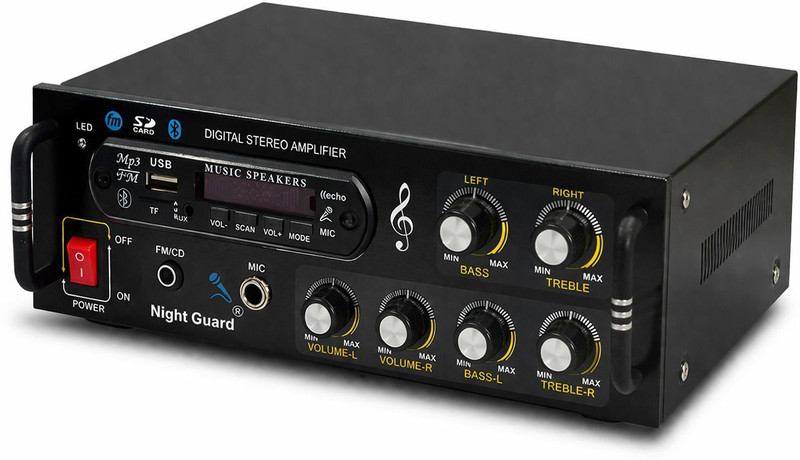 Night Guard Amplifier Dj Amplifier Bluetooth USB AUX Input FM Radio SD Card Slot MIC Input 160 W AV Power Amplifier(Black)