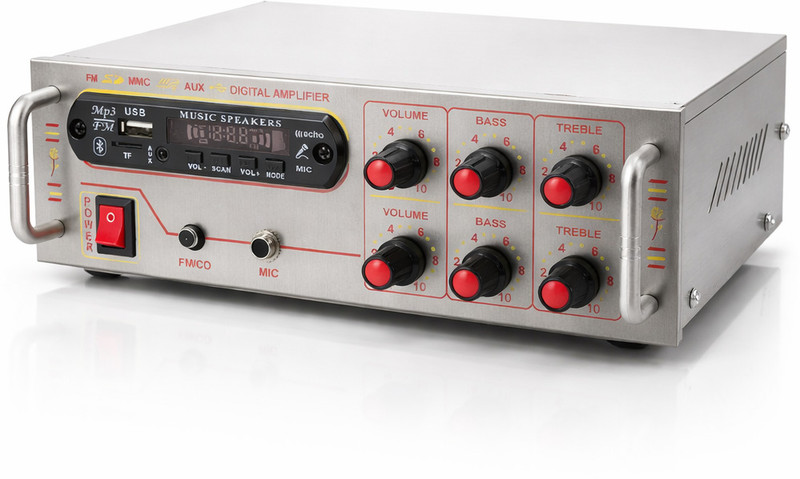 ain Bluetooth Amplifier DJ Machine Stereo Sound USB/SD Card, FM Radio,4440 Double IC 119 W AV Power Amplifier(Silver)