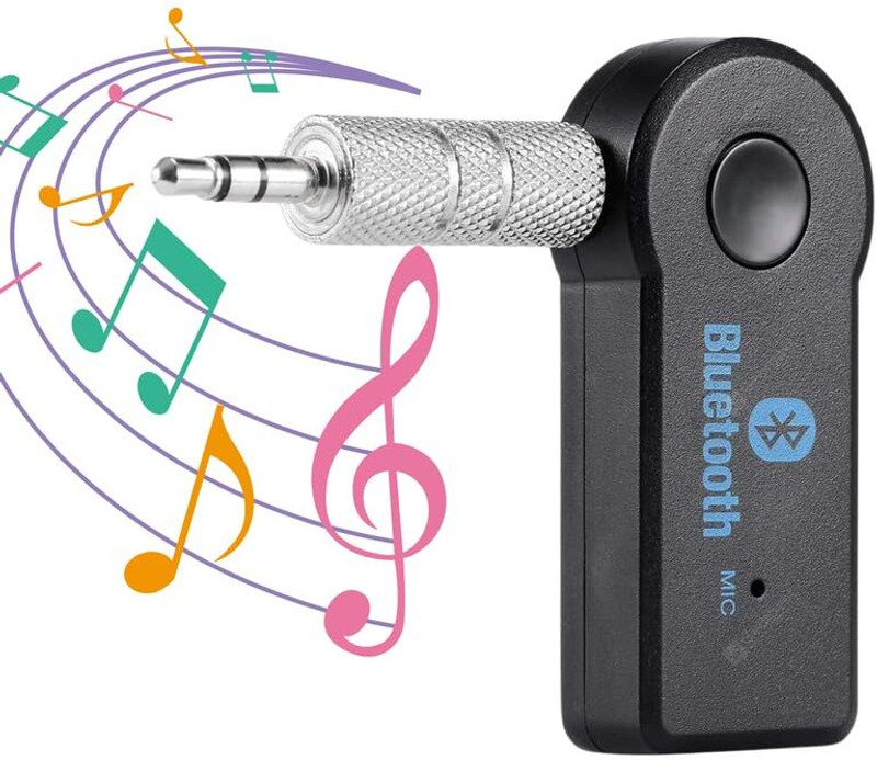 DRUMSTONE Car Bluetooth Receiver GM-5 | Wireless AUX Adapter with Mic | Hands-Free Gift 5 W AV Power Receiver(Black)