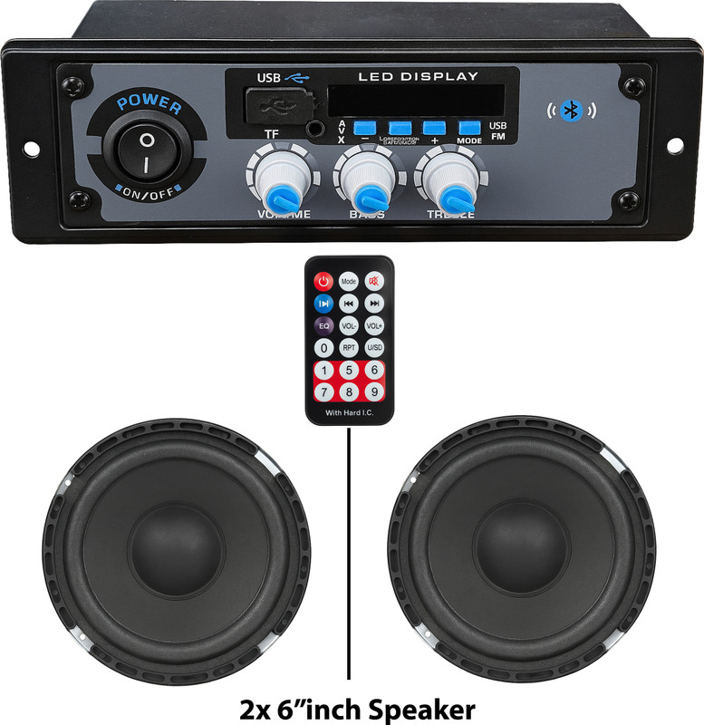 ots world Stereo Amplifier Bluetooth/FM, 4440 IC Based include 2pcs 6-inch Speaker 50 W AV Power Amplifier(Multicolor)