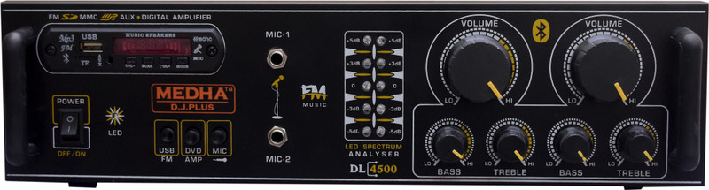 MEDHA D.J. PLUS DL-4500 PROFESSIONAL MOSFET AMPLIFIER WITH BIG DJ LED SPECTRUM & DUAL MIC INPUT 500 W AV Power Amplifier(Black)