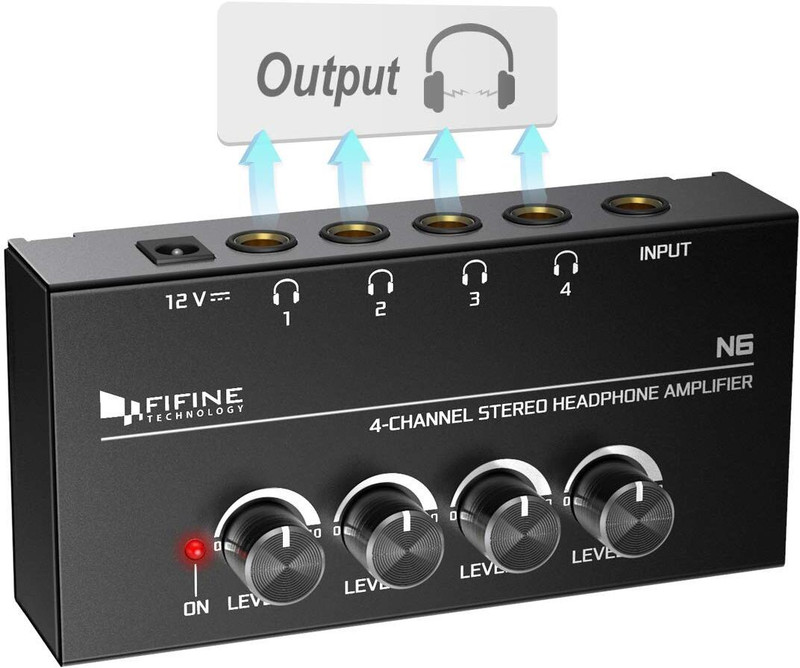Fifine N6 160 W 4 Channel Stereo Headphone AV Control Amplifier Black(Black)