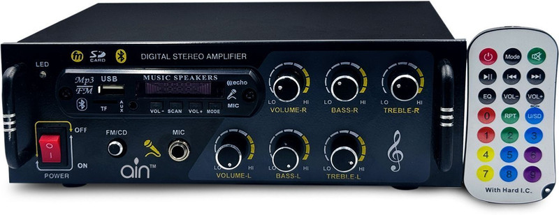 ain DJ Stereo Amplifier Bluetooth USB/SD Card MIC/AUX Input FM radio Remote ,5000 W 120 W AV Power Amplifier(Black)