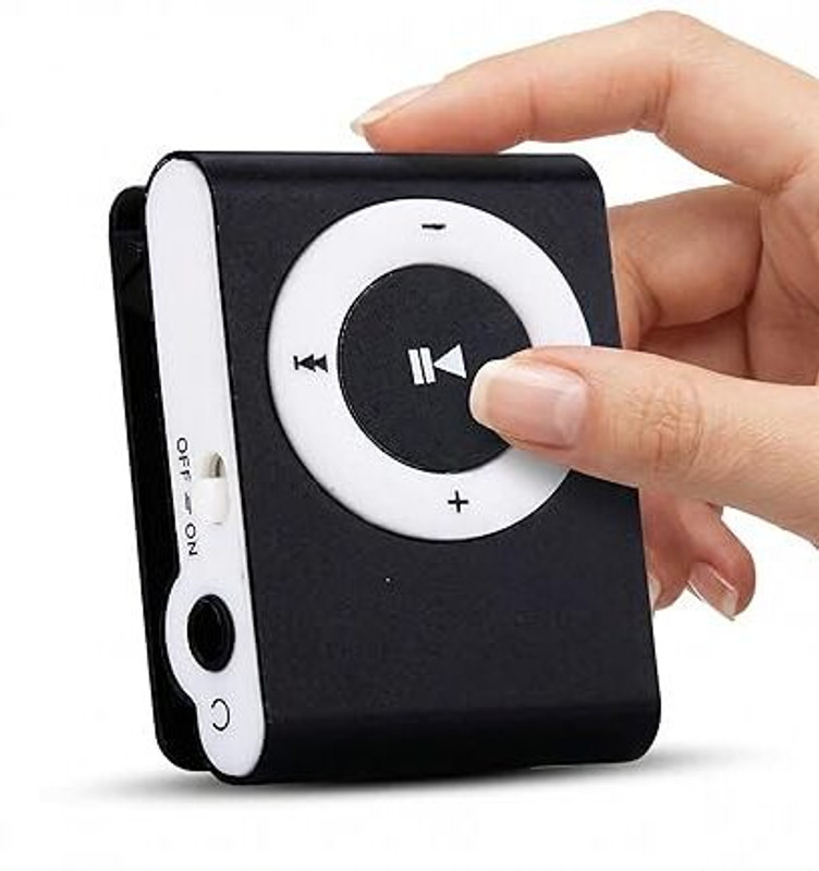 DRUMSTONE Mini MP3 Player with Back-Clip & Micro SD Support 1 W AV Control Receiver(Black)