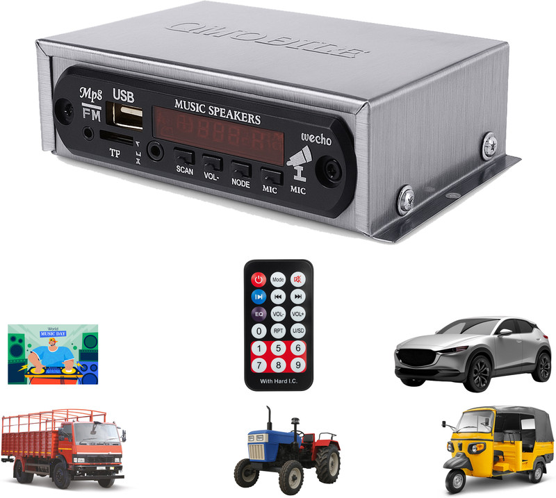 ots world Dual Channel Power Stereo Amplifier with Big LED Display Auto/Car Bluetooth/FM 210 W AV Power Amplifier(Multicolor)