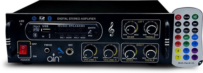 EURO SOUND Amplifier Bluetooth USB AUX Input FM Radio SD Card Slot MIC Input,4440 DOUBLE IC 160 W AV Power Amplifier(Black)