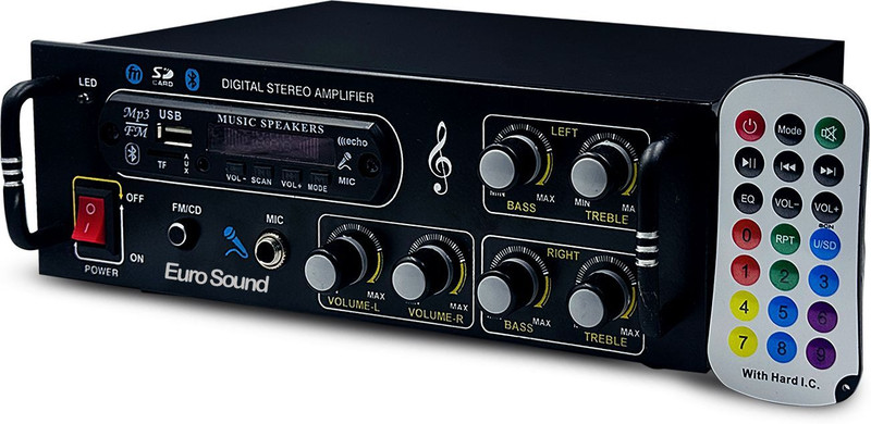 EURO SOUND Amplifier Bluetooth ,dj speaker machine, audio player ,MIC Input/USB/SD Card. 120 W AV Power Amplifier(Black)