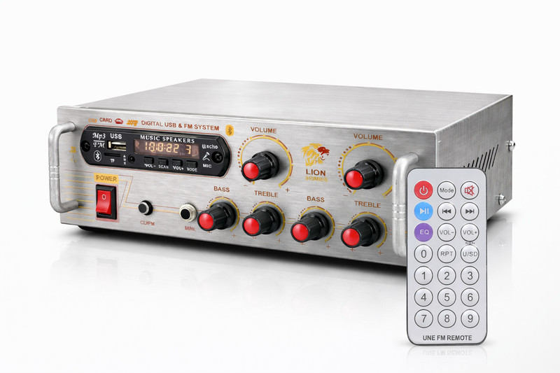 Night Guard DJMachine Amplifier Bluetooth USB/SD FM Radio AUX RCA Remote Stereo Audio 120 W AV Power Amplifier(Silver)