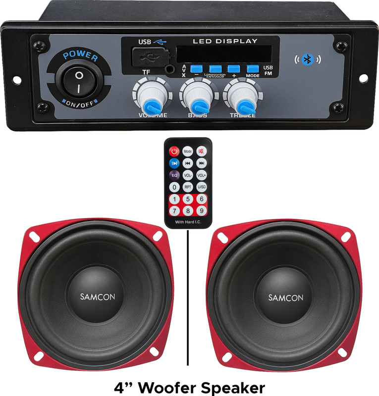 ots world 2 Channel High Power Stereo Amplifier with 4-inch Woofer Speaker 200 W AV Power Amplifier(Black)