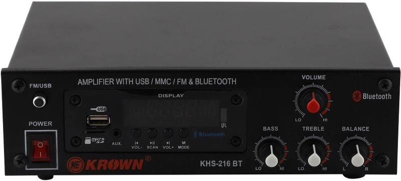 KE Krown Amplifier-216 with Bluetooth; USB; FM and Mic Input Home Series Stereo 50 W AV Power Amplifier 50 W AV Power Amplifier(Black)