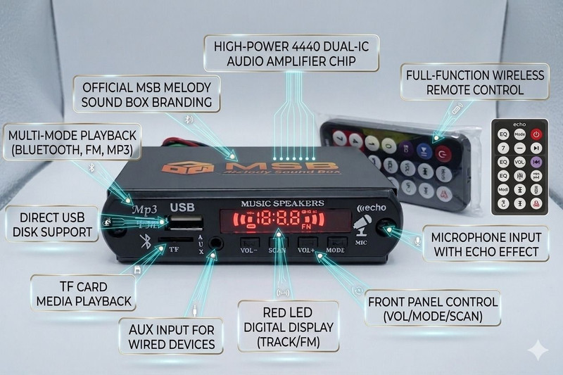 MSB MINI AMPLIFIER (UNIVERSAL FIT) FOR ALL TYPES OF VEHICLES 19 W AV Control Amplifier(Black)