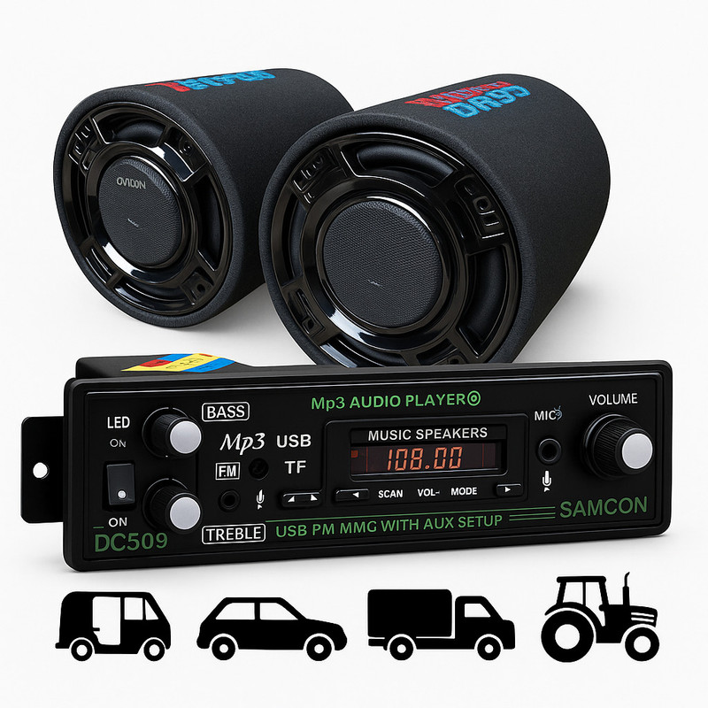 ots world 2 Channel High Power Stereo Amplifier with 4-inch Woofer Speaker 200 W AV Power Amplifier(Black)