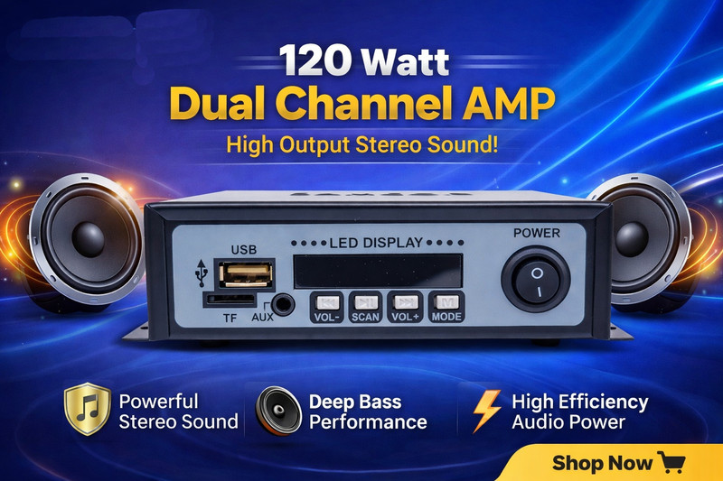ots world Amplifier Bluetooth/FM Stereo, 4440 IC Based Metal Body, For Vehicle 120 W AV Control Amplifier(Multicolor)