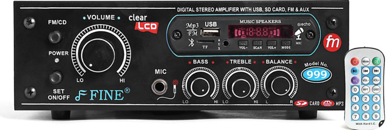 FINE 111 IPL AMPLIFIER Multimedia Player with Bluetooth, Aux, FM Radio 150 W AV Power Amplifier(Black)