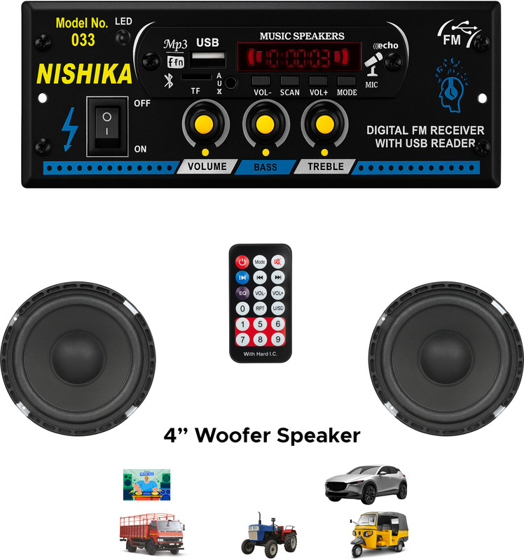 ots world Stereo Audio Amplifier, Bluetooth/FM, 4440 IC Based for CAR/AUTO 150 W AV Power Receiver(Black)