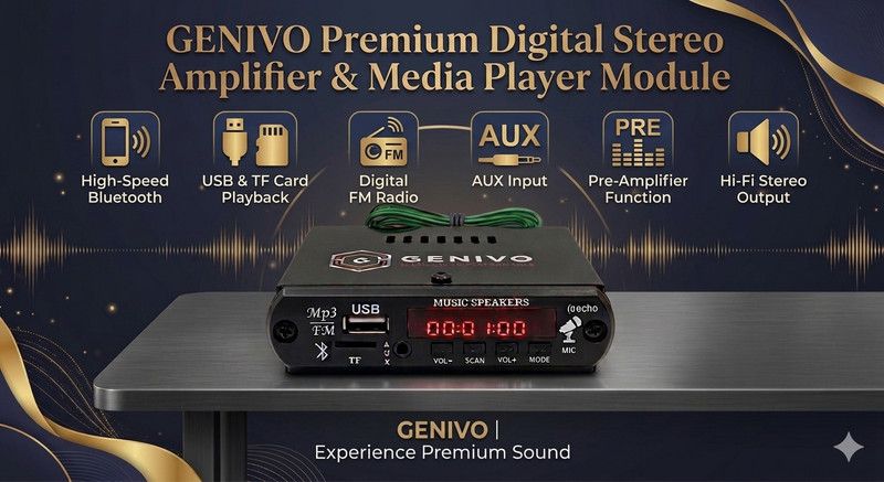 genivo Mini amplifier for All ,bluetooth/AUX/USB 12 W AV Power Receiver(Black)
