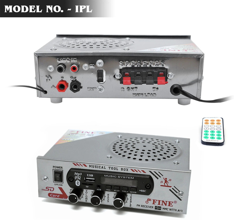 FINE IPL AMPLIFIER Multimedia Player with Bluetooth,USB,SD Card,Aux,FM Radio(Silver) 180 W AV Power Amplifier(Silver)