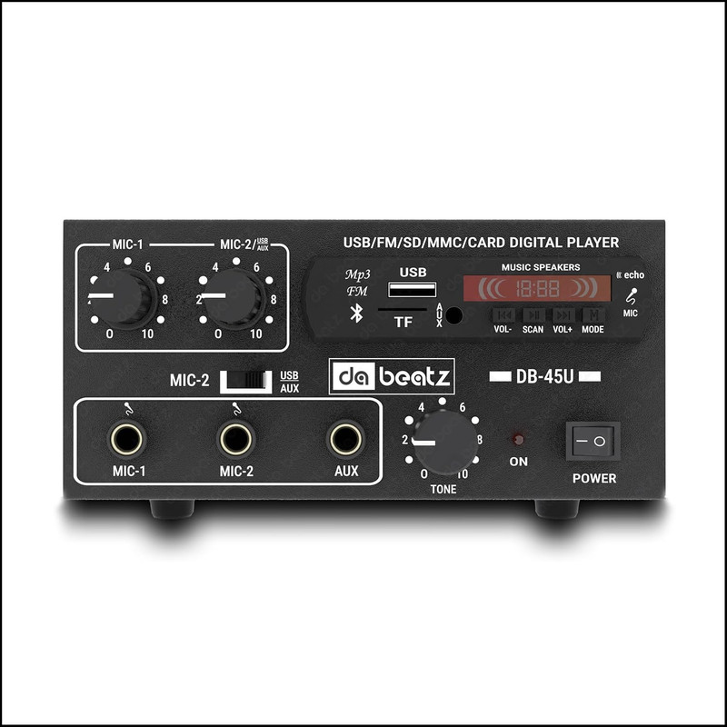 Da.Beatz. 250 watt Amplifier Bluetooth/MIC/USB/SD Card Slot/FM Radio/AUX /Remote Control 100 W AV Power Amplifier(Black)