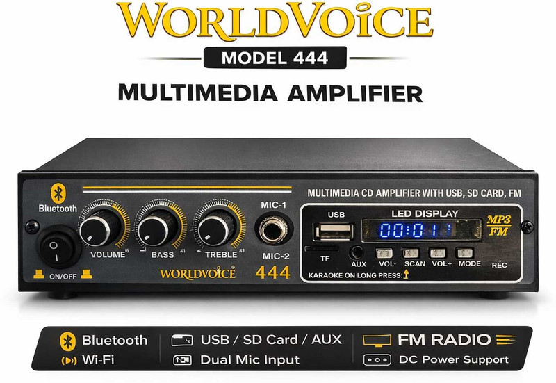 world voice Prime Series Bluetooth 444 SLIK Amplifier BT/USB/FM/MP3/SD-MMC/AUX 160 W AV Power Amplifier(Black)