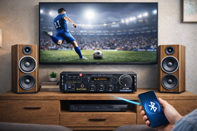 KAXTANG Sound 084 Digital Stereo DJ Amplifier with Bluetooth FM USB AUX MIC Support 5000 W AV Power Amplifier(Black)