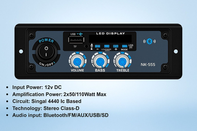ots world Stereo Audio Amplifier, Input: BT,FM, USB, SD, AUX Support 6-inch Speaker 140 W AV Control Amplifier(Black)