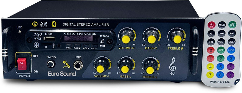 EURO SOUND Amplifier Bluetooth,dj speaker machine, audio player,MIC Input/USB/SDCard Remote 160 W AV Power Amplifier(Black)