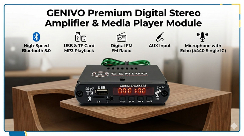 genivo mini amplifier for type of vehicles 12 W AV Control Amplifier(Black)