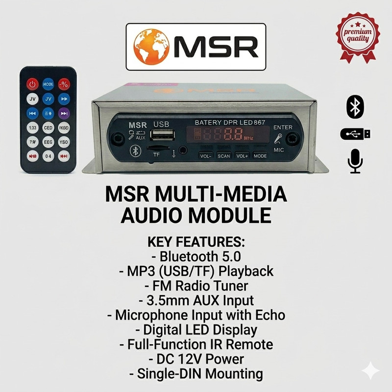 MSB 12V DC 39W STEREO DOUBLE IC 39 W AV Control Amplifier(Black, Silver)