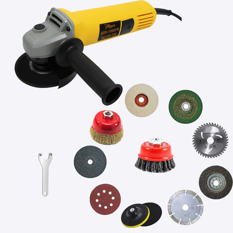 Hillgrove HGCM1355M1 850W 100% Copper Winding Hand Angle Grinder Wall Cutter Grinding Angle Grinder(100 mm Wheel Diameter)