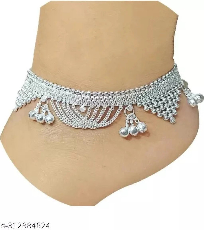 TAMMA FASHION Beautiful Silver Plated Bridal Payal For Women One Pair Alloy Anklet Alloy Anklet