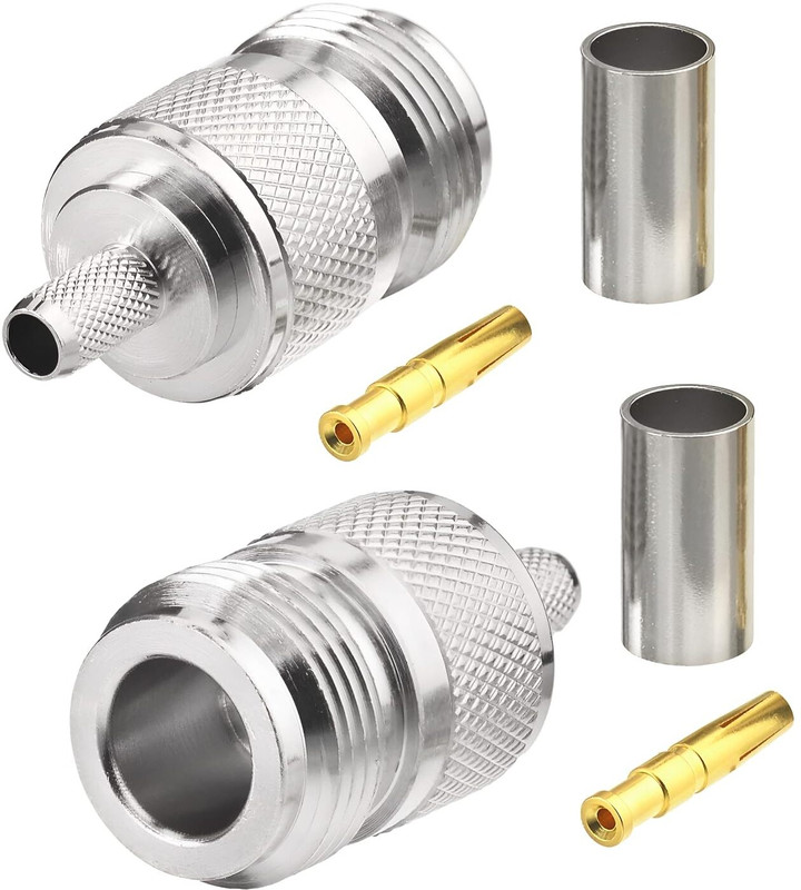 Netboon N Female Jack Crimp Connector 50 Ohm for LMR300, HLF300 Coaxial Cable -Pack of 2 Antenna Amplifier