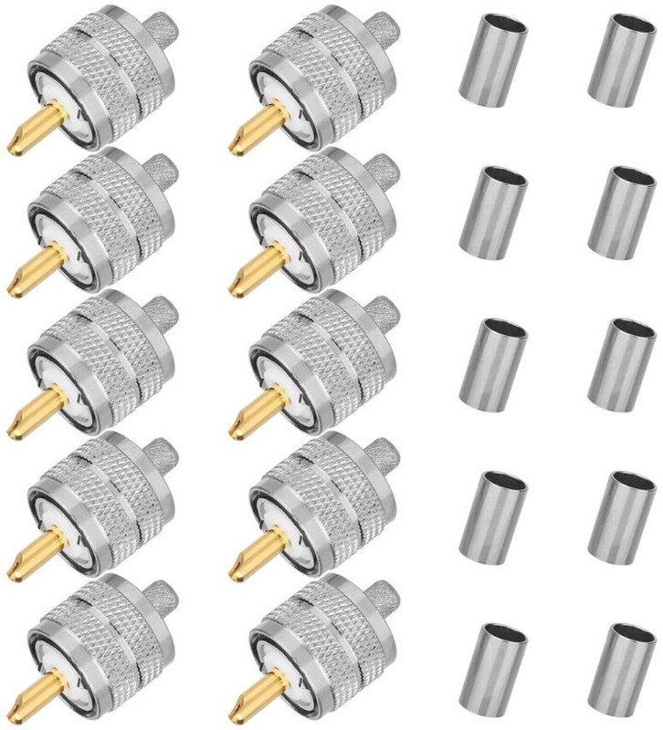 Telehatch UHF Male RF Connector (Pack of 10) | 50-Ohm | for RG8X and LMR240 Coaxial Cable Antenna Amplifier
