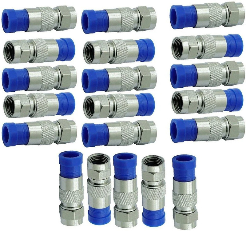 BALRAMA 20pcs Rg6 Compression F Type Straight STB Dish Antenna Coax DTH Cable Connector Antenna Rotator
