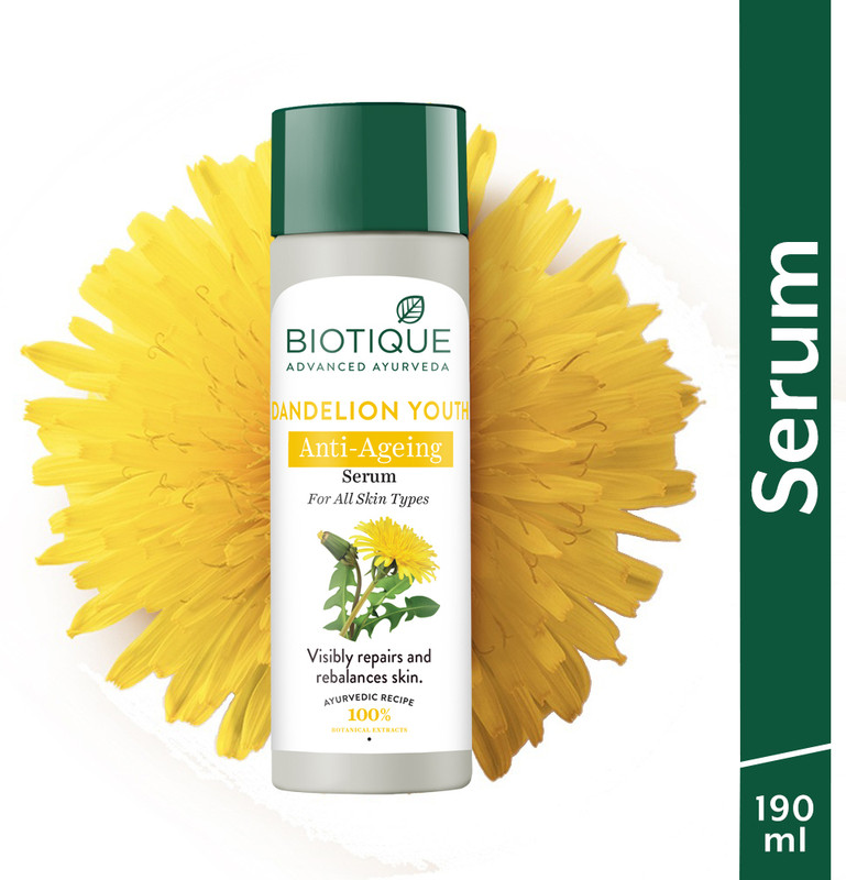 BIOTIQUE Dandelion Youth Anti-Ageing Serum Reduces Fine Lines All Skin Types(190 ml)