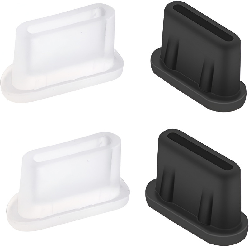 ZENIFY Type C Anti Dust Plug Cover Charging Port Protector USB Black, White Anti-dust Plug(Mobile Pack of 4)