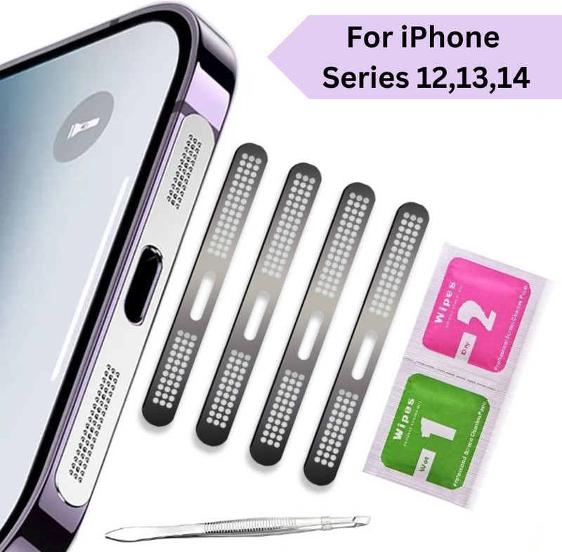 mil9us Metal Dustproof Net Stickers for iPhone Series 12 13 14 Digital Visual Interface Black Anti-dust Plug(Mobile Pack of 1)
