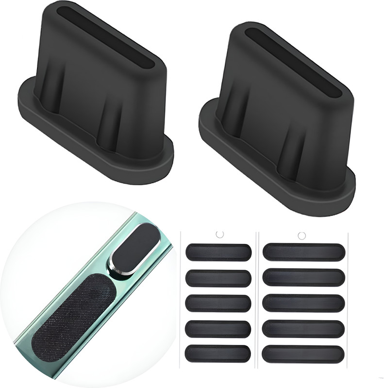 ZENIFY USB C Dust Plug and Phone Speaker Jaali Dustproof Stickers Anti-Dust Mesh Cover USB Black Anti-dust Plug(Mobile, Tablet, Laptop Pack of 2)