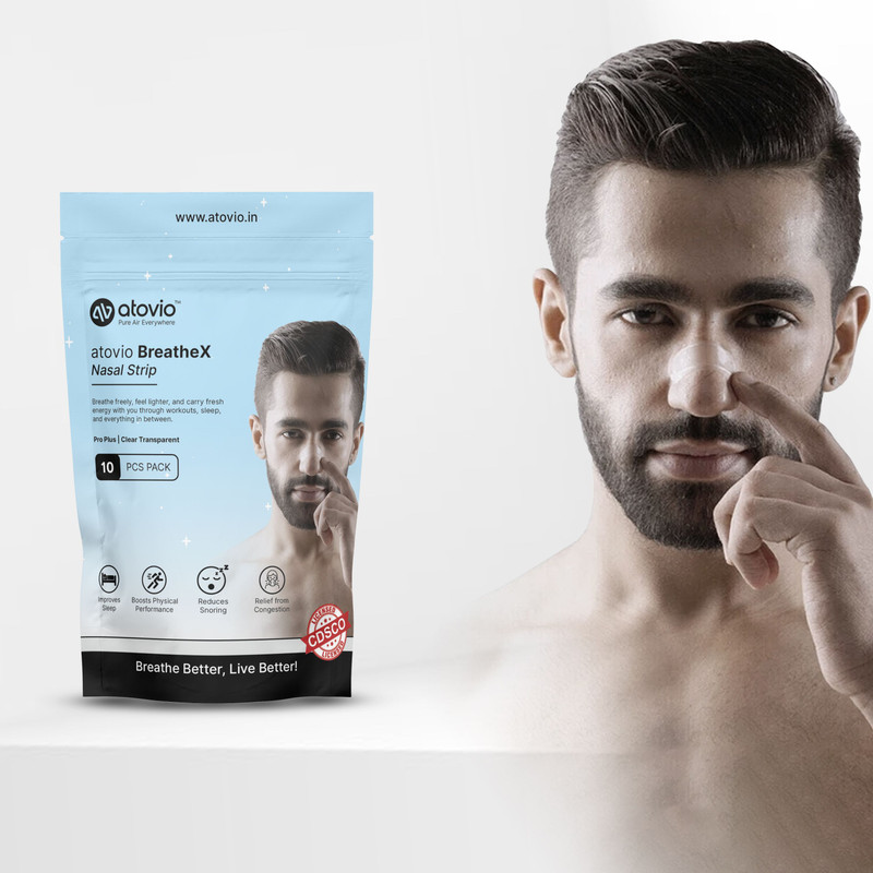 atovio Transparent BreatheX Nasal Strips- Extra Strength Snoring & Congestion Relief Anti-snoring Device(Nasal Strip)