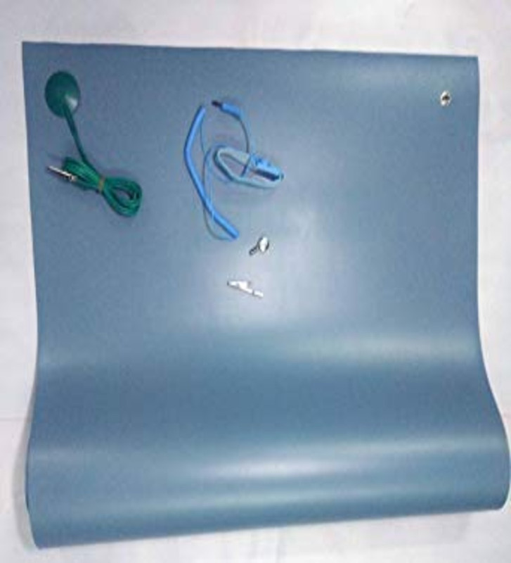 SALVATION ESD Antistatic Mat 3 Layer Table Mat 2 x 4 ft, Blue) with all set Cordless Anti-Static Wrist Strap