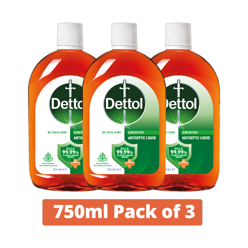 Dettol First Aid, Personal Hygiene, Surface Cleaner, Liquid Detergent, Handwash, phenyl Antiseptic Liquid(0.75 ml x Pack of 3)