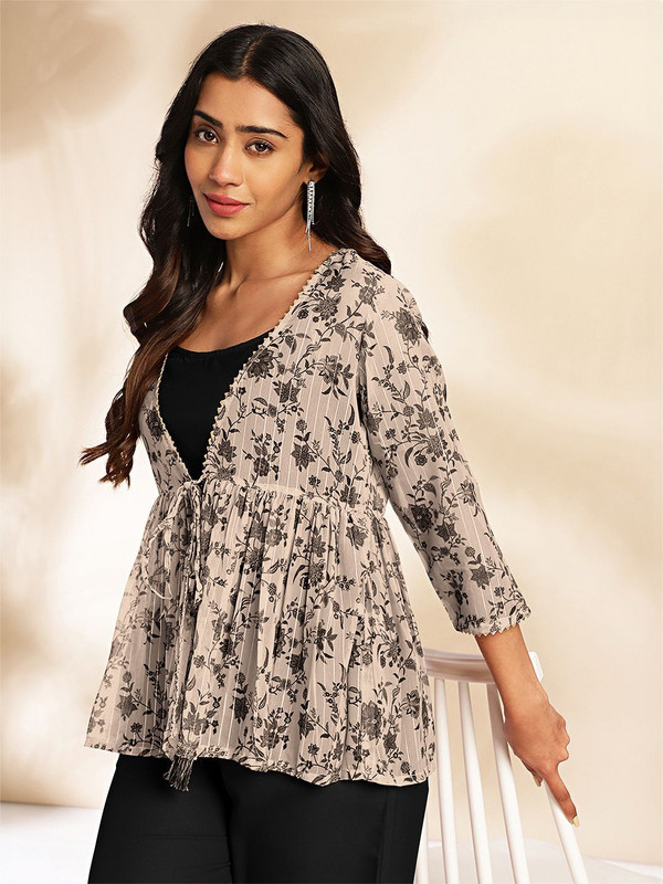Janasya Top Pant Co-ords Set with Jacket
