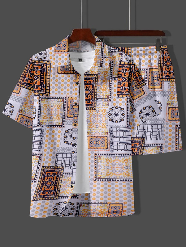 GLORI STAR Shirt Chino Shorts Western Set