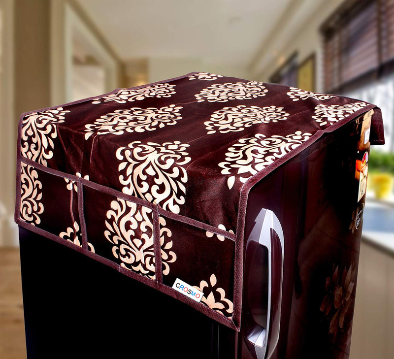 Crosmo Refrigerator Cover(Width: 56 cm, Brown)